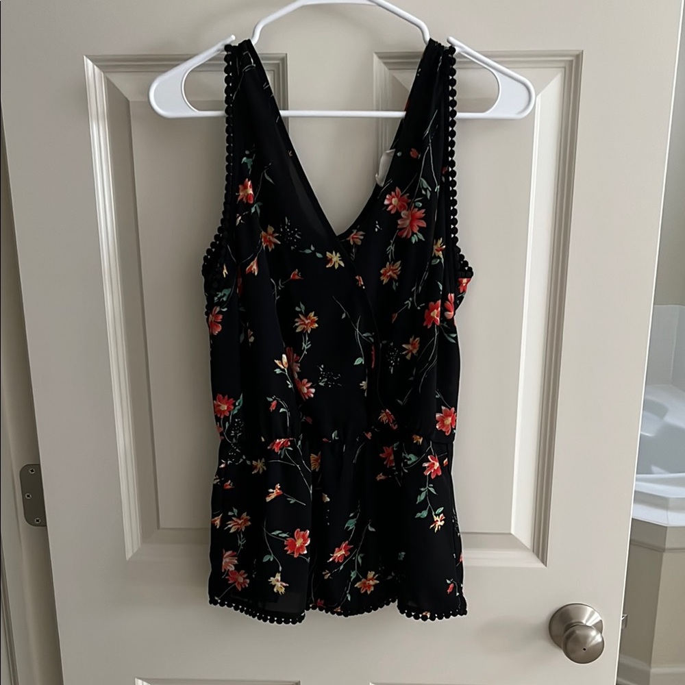 Floral Black Tank Top